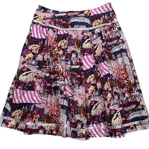 Autograph Pleated Skirt Womens 6 Novelty Print Eclectic Boho